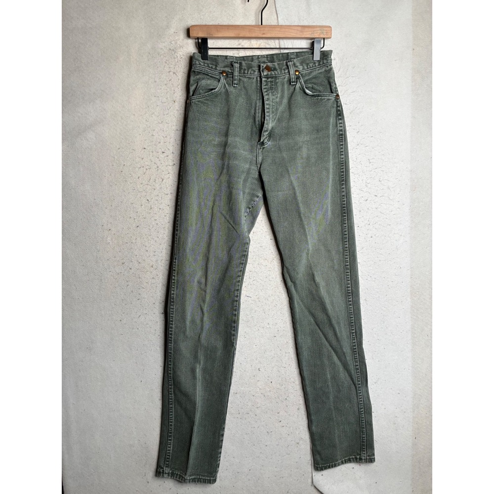 Vintage Wrangler Cowboy Cut 14MWZBL Green Jeans Made in USA Mens 27x34 High Rise